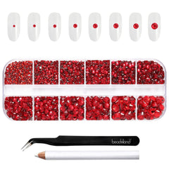 BEADSLAND front packaging showing 2,500 red rhinestones and tools for instant crafting