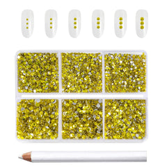 BEADSLAND front packaging showing 7200 yellow rhinestones and included wax pencil for organized use