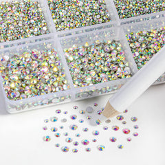 BEADSLAND rhinestones applied on nails demonstrating precise, professional-looking finish
