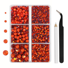 BEADSLAND box front view showing organized orange rhinestone kit for quick selection