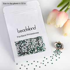 BEADSLAND rhinestones next to ruler illustrating SS10 size and accurate planning