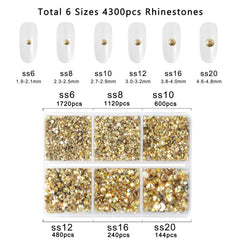 BEADSLAND rhinestones beside a ruler showing six accurate sizes
