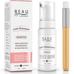 BEAU LASHES front packaging showing bottle and brush, clear professional branding
