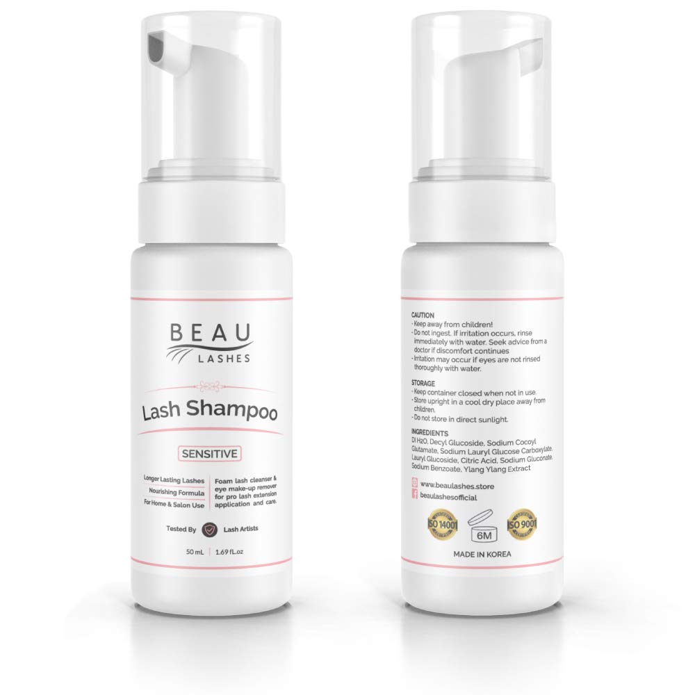 BEAU LASHES size comparison with 50ml bottle next to everyday items for scale
