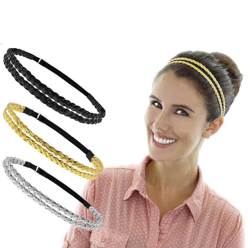 BEAUTÉ GALLERIA styled-with-bun headband paired with low bun for polished look