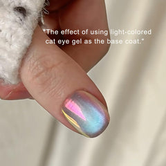BEAUTNICE powder on white gel nail showing soft holographic sheen benefit