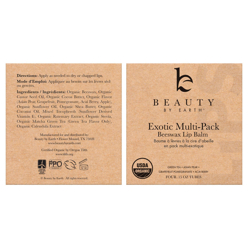 Beauty by Earth applying balm on lips demonstrating smooth coverage and softening