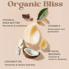 Beauty by Earth shea and coconut ingredient swatches emphasizing natural nourishment