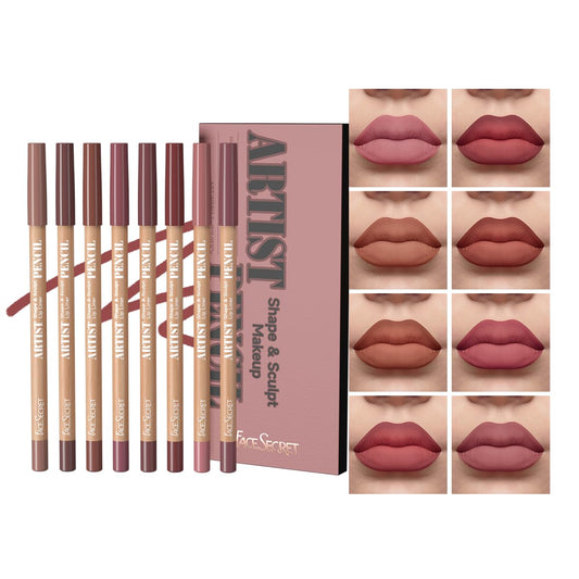 Beauty Glazed front packaging showing all eight nude lip liners and benefits