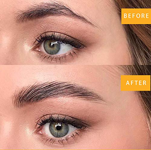 Beauty Glazed brows before and after demonstrating fuller, feathered 4D brow effect
