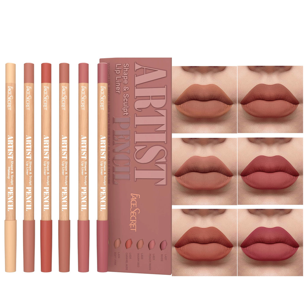 Beauty Glazed front packaging of nude-berry set showing six pencils and benefits