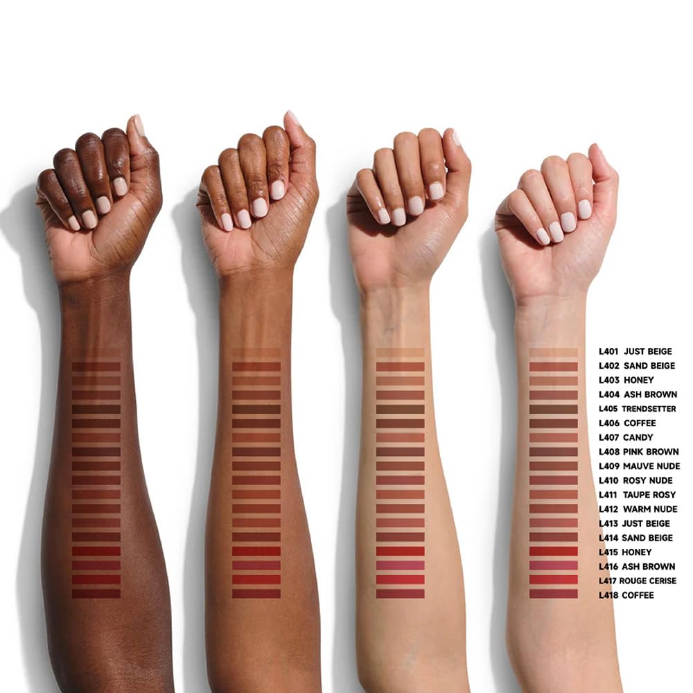 Beauty Glazed texture swatches on arm showing matte payoff and buildability