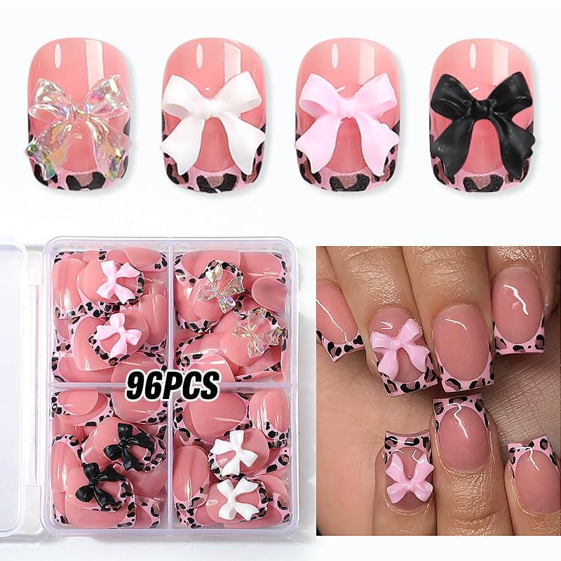 BEAWTH front packaging showing pink leopard nails and included items for easy salon results