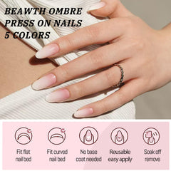 BEAWTH close-up of nude-pink ombre gradient showing smooth glossy finish benefit
