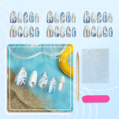BEAWTH glossy almond nail texture highlighting durable shiny finish