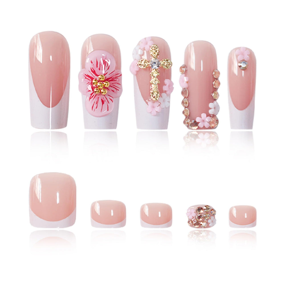 BEAWTH press-on toenails displayed to show matching pedicure and convenience