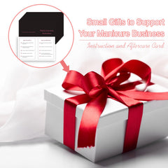 Bebbtiy card beside press-on nails demonstrating application benefit