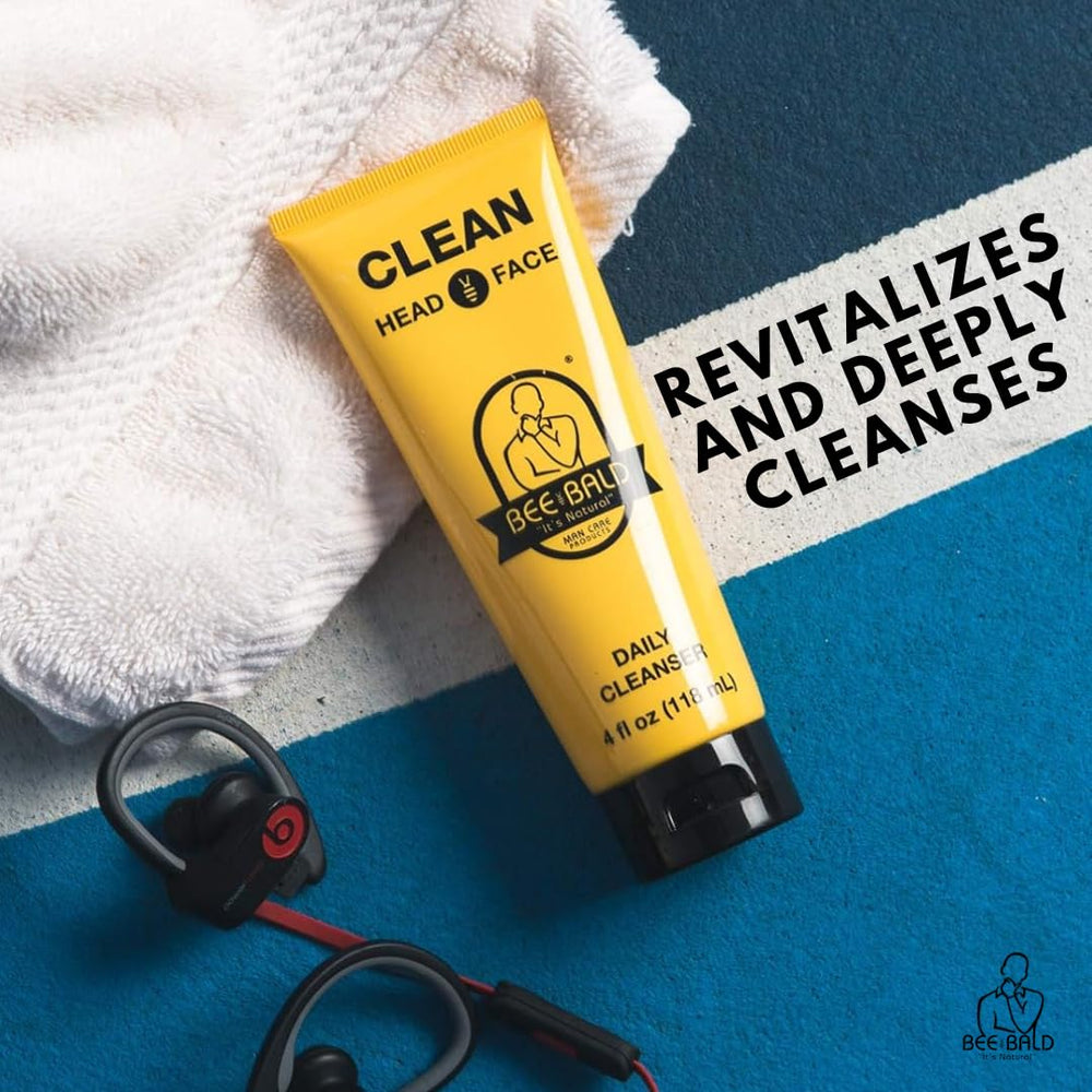 Bee Bald applied to scalp illustrating thorough cleansing benefit