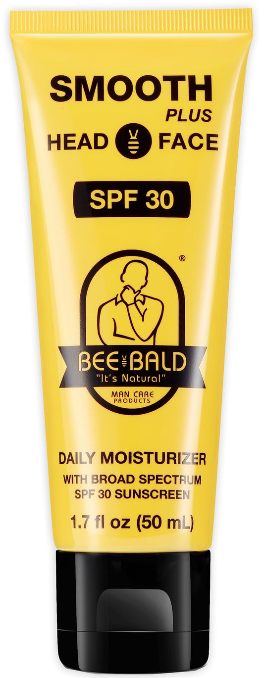 Bee Bald front tube showing branding and SPF 30 for daily protection