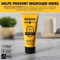 Bee Bald label ingredients close view showcasing honey and bee pollen highlights