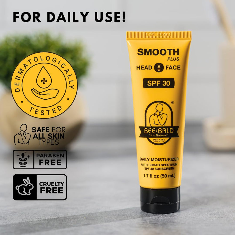 Bee Bald applied to shaved scalp demonstrating hydration and coverage