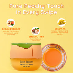 Bee Balm open pot texture showing creamy peach butter and smooth finish for moisturized lips