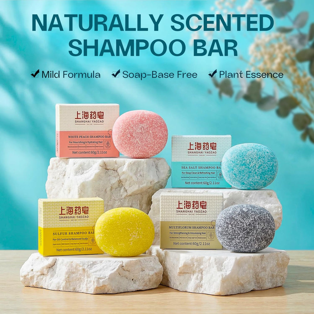Bee & Flower close-up of shampoo bar texture highlighting nourishing oils and smooth finish