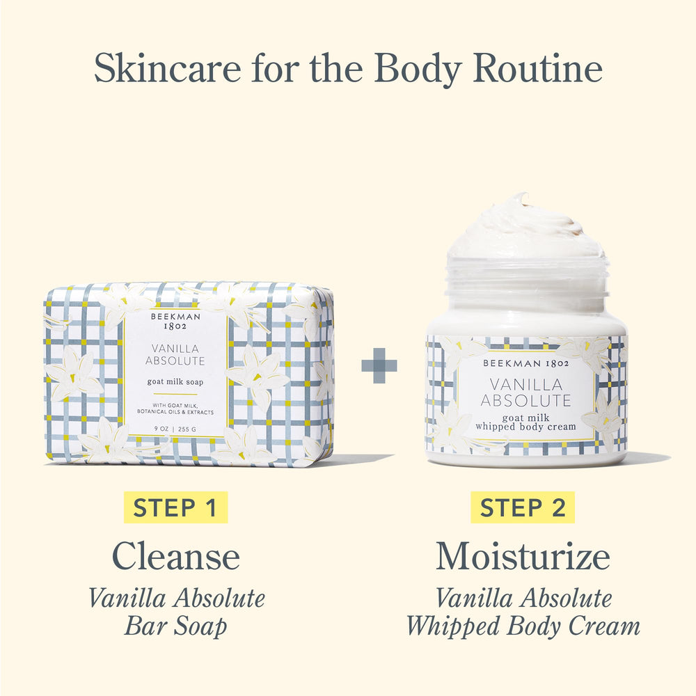 Beekman 1802 jar on bath shelf lifestyle scene signaling daily self-care