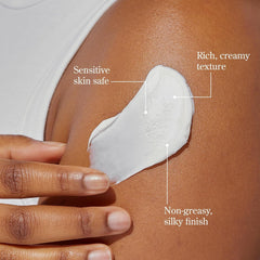 Beekman 1802 cream smeared on hand demonstrating fast-absorbing hydration
