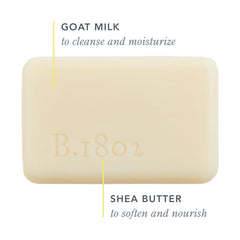 Beekman 1802 wrapped bar label visible with ingredient clarity benefit