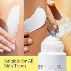 Beekman 1802 cream spread on arm demonstrating soft, non-greasy finish