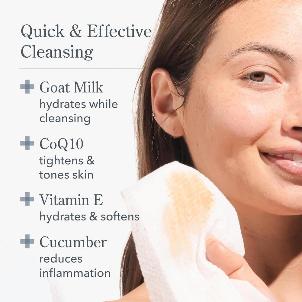 Beekman 1802 close-up of wipe texture showing soft fibers for gentle cleansing