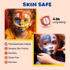 Beesjuy child having face painted, illustrating easy, quick application benefit