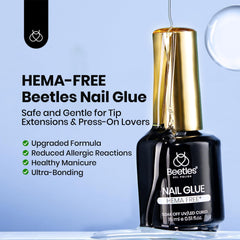 Beetles Gel Polish brush applying glue for accurate placement and no flooding