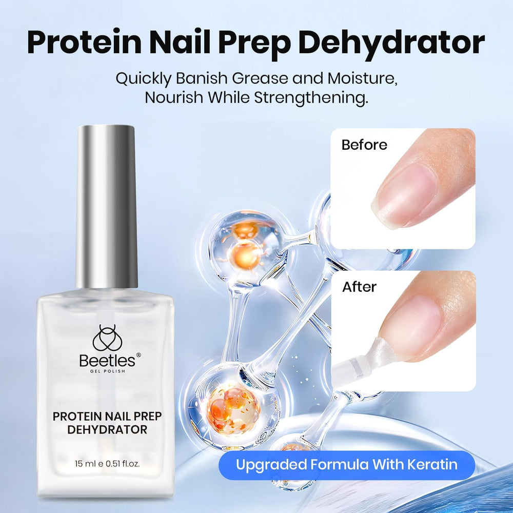 beetles application on natural nail displaying dehydrator and primer prepping surface