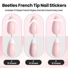 beetles applying sticker to natural nail demonstrating clean edge protection benefit