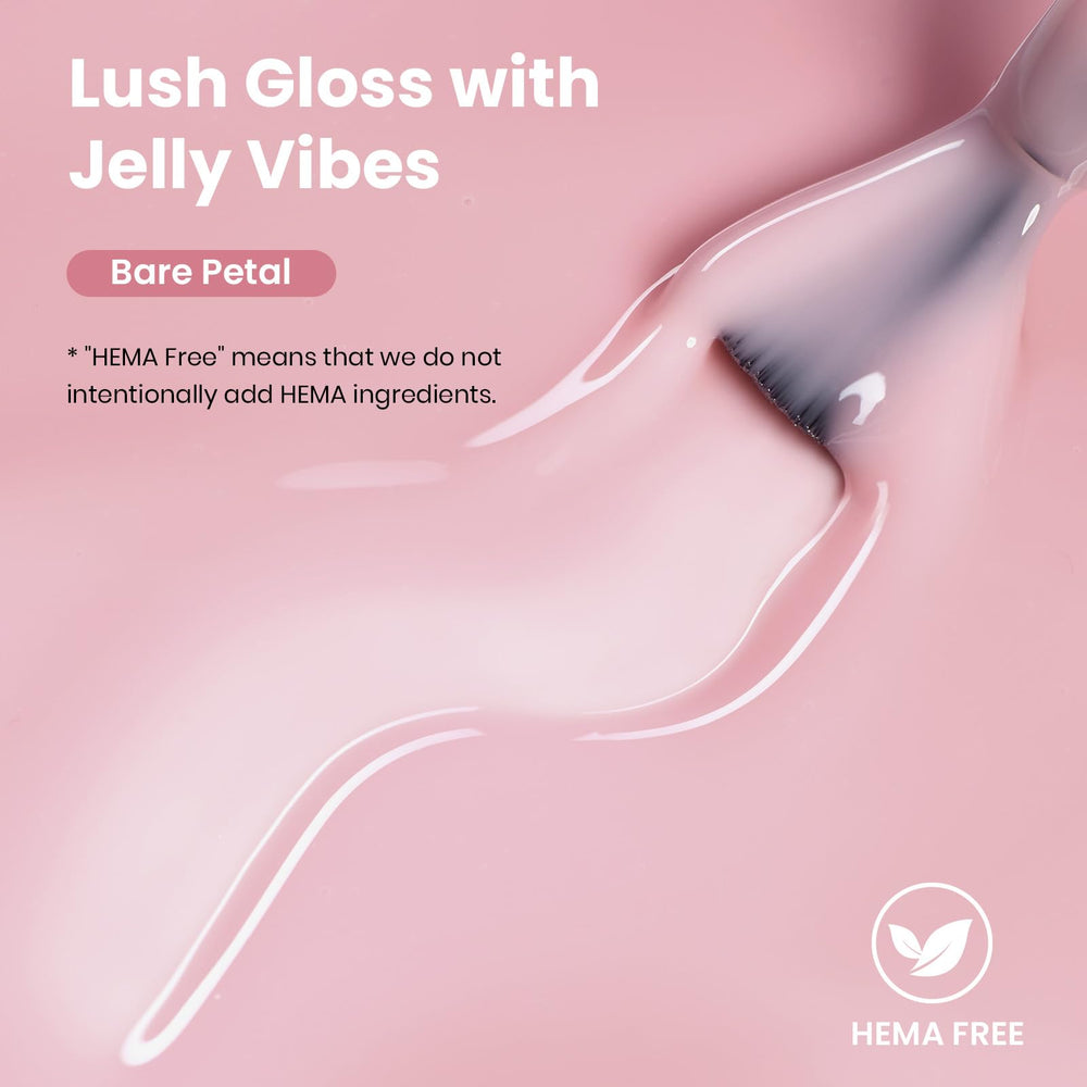 beetles brush stroke of sheer pink jelly polish showing smooth application and gloss