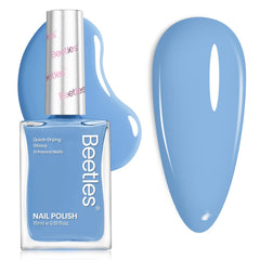 Beetles Gel Polish front bottle showing Beach Bliss blue and label, ideal glossy finish