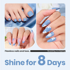 Beetles Gel Polish on toenails displaying Beach Bliss for coordinated pedicure look