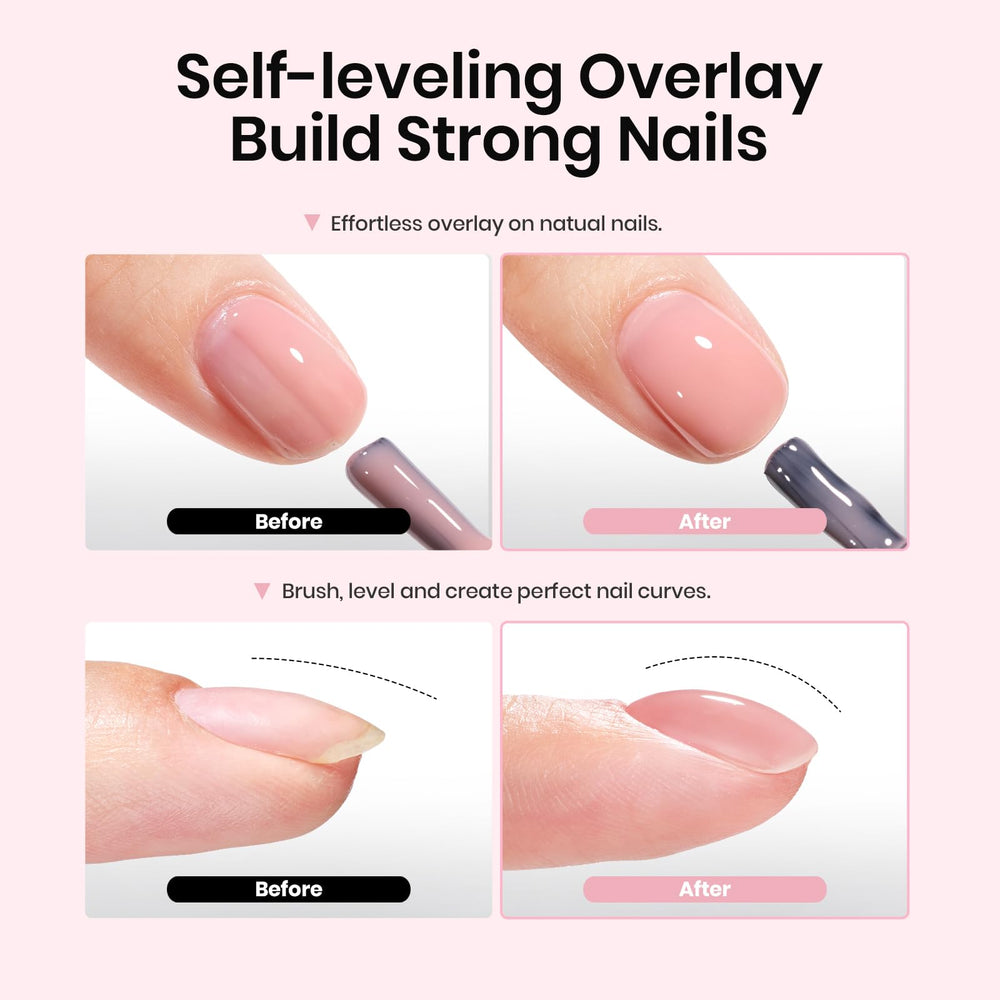 beetles before and after overlay showing strengthened natural nails benefit