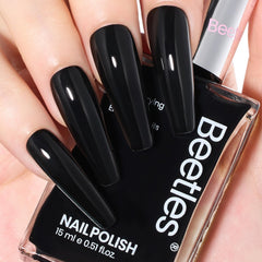 Beetles Gel Polish used in black nail art showcasing salon-quality result