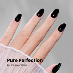 Beetles Gel Polish swatch on nail tips showing true inkwell black shade