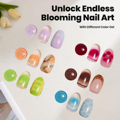Color drops spreading on Beetles Blooming Gel to form petals and marble patterns