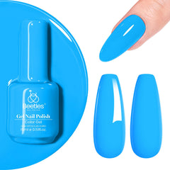 beetles brand front bottle showing bright blue shade and easy brush