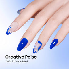 beetles blue gel polish close-up texture highlighting even pigment and high shine