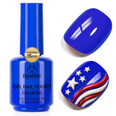 beetles blue gel polish front bottle showing vivid electric blue and easy selection