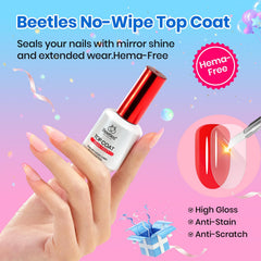 Beetles bottle label and ingredient list visible for informed, HEMA-free product choice
