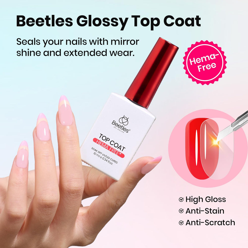 Beetles bottles beside LED lamp showing compatibility and quick curing benefit