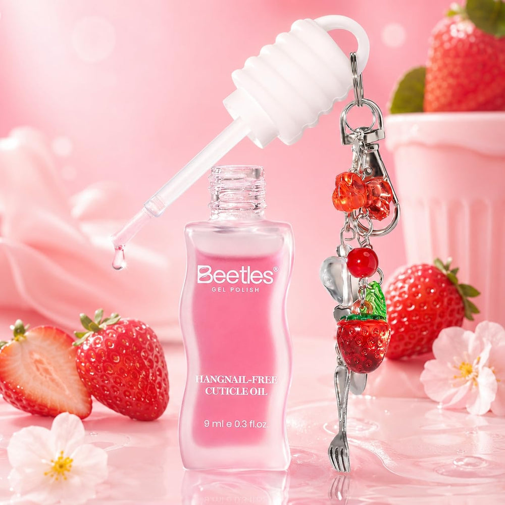Beetles Gel Polish brush applicator poised above bottle for precise, clean application