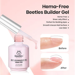 beetles builder gel being applied to a nail tip for extension strength